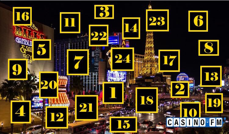 Adventskalendar mit Las Vegas Hintergrund | casinoFM Markenbild