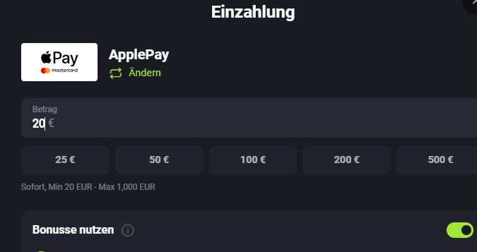 Apple Pay Casino Einzahlung