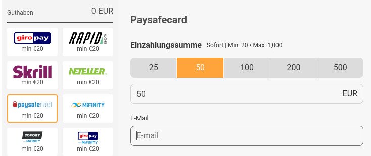 Paysafecard Online Casino einzahlen