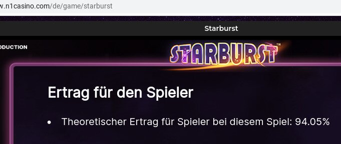 Starburst N1 Casino RTP