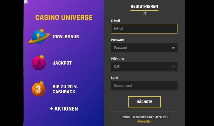 casino-universe-registrierung