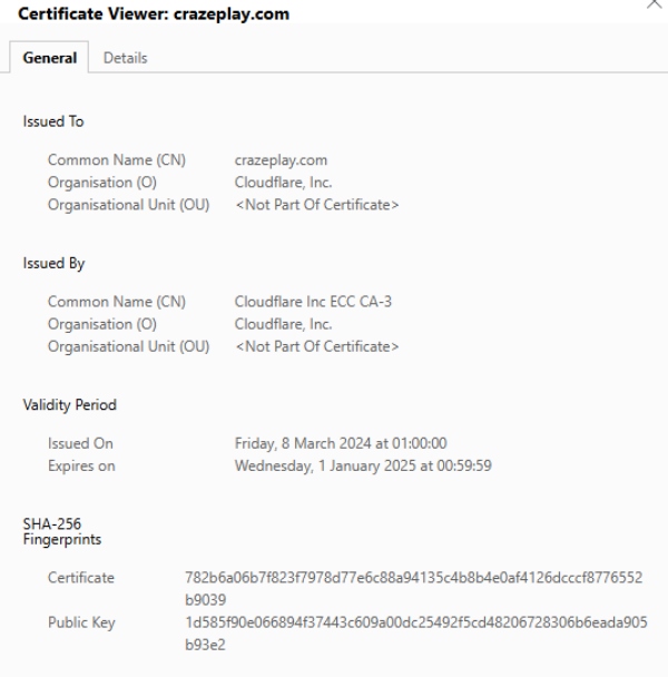 CrazePlay SSL-Verschlüsselung