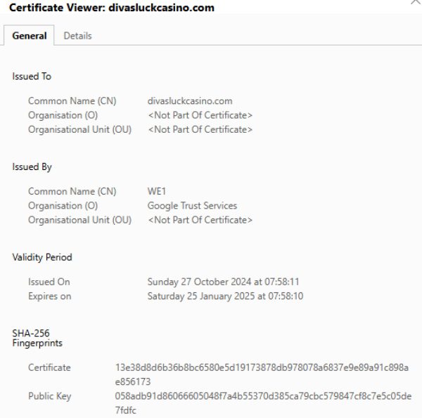 Divas Luck SSL-Verschlüsselung