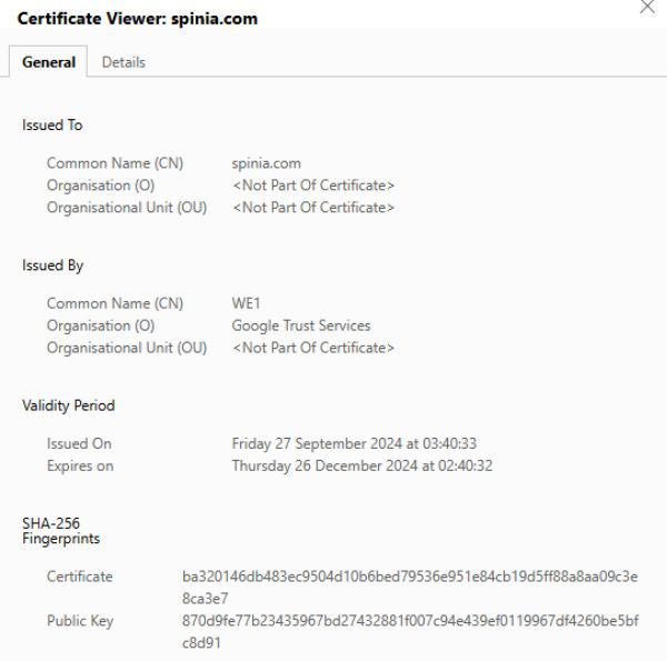 Spinia SSL-Verschlüsselung