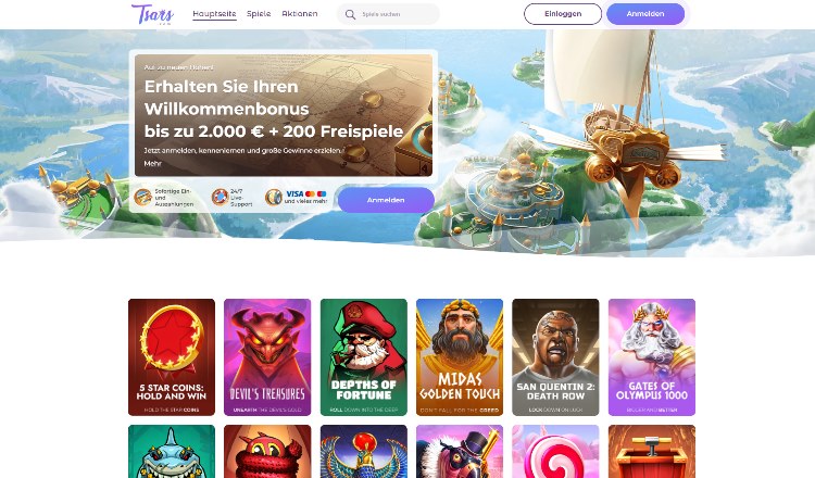 Tsars Casino Webseite