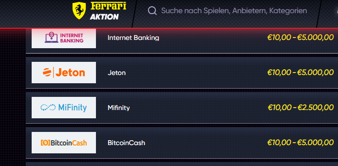 MiFinity im Quickwin Casino