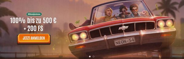 Neon54 100% Bonus bis 500€ + 200 FS