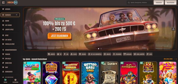 Neon54 Casino Startseite