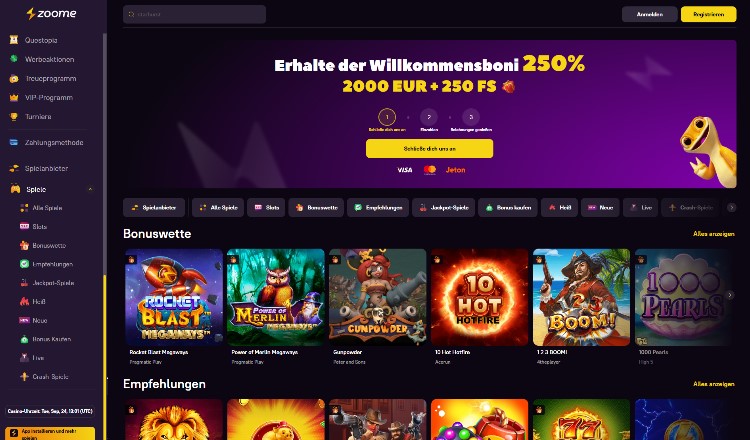 Zoome Casino Startseite