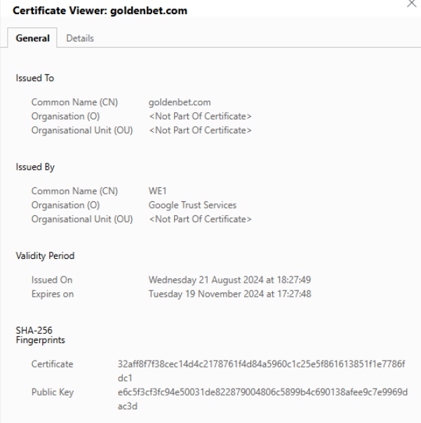 Goldenbet SSL-Verschlüsselung