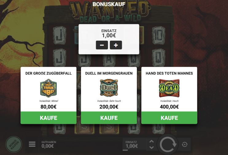 Wanted Dead or Alive Freispiele kaufen