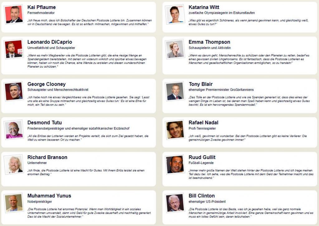 Deutscher Postcode Lotterie Unterstuetzer