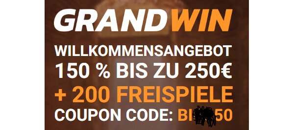 Grandwin Bonus Code 150%