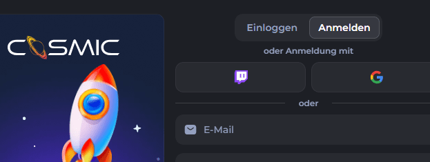 CosmicSlot Casino Registrierung