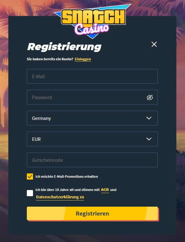 Snatch Casino Registrierung