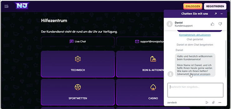 Novajackpot helpcenter