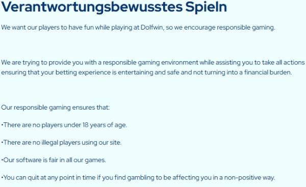 DolfWin Casino Spielerschutz