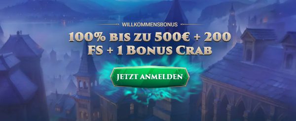 Slotuna 100% Bonus bis 500€, 200 Freispiele und 1 Bonuskrabbe