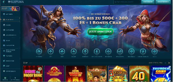 Slotuna Casino Webseite