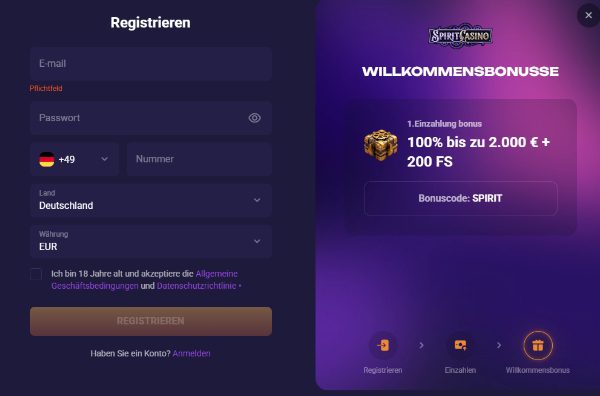 Spirit Casino Anmeldung
