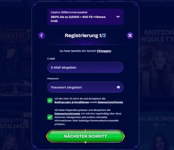 WishWin Casino Anmeldung