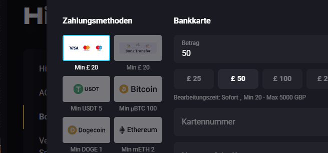 Amonbet Zahlungsmethoden