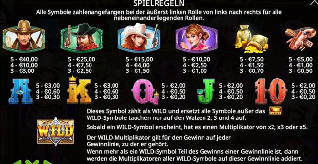 Wild-West-Paytable