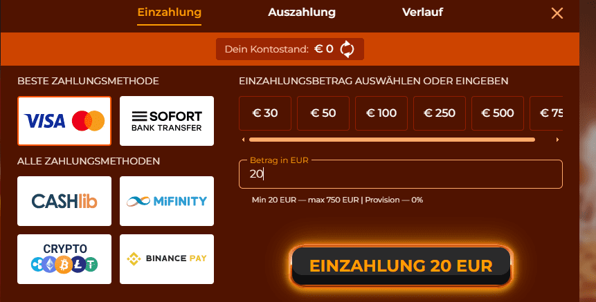 Vegazone Casino Zahlungsmethoden