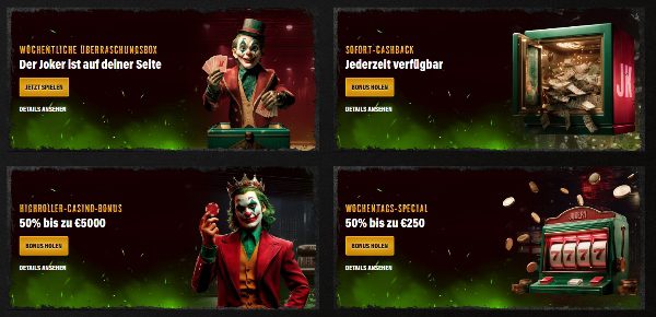 Jokery Reload-Bonus, Cashback und mehr