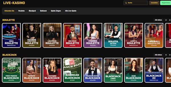 24Casino Live Casino Spiele