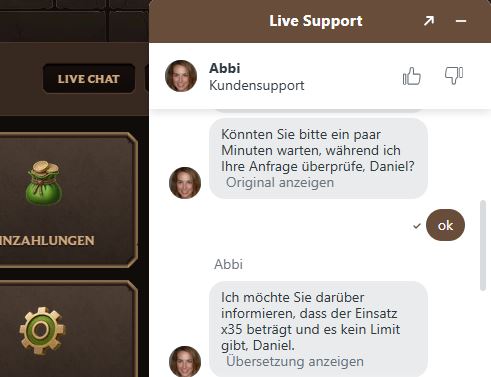 Lanista Casino Livechat