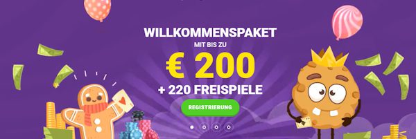 Cookie Casino 200€ + 220 Freispiele