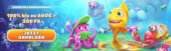 Spinfin Casino Bonus 100% bis 600€ + 200 FS