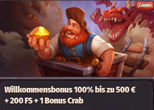 Dragonia 100% Bonus bis 500€ + 200 FS + 1 Bonuskrabbe
