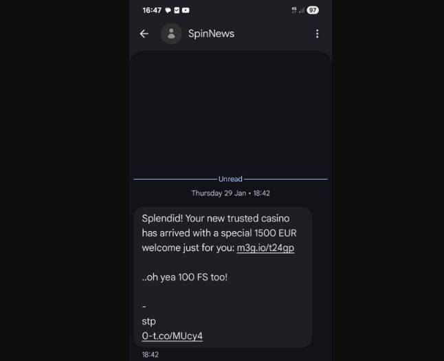 Casino Spam SMS