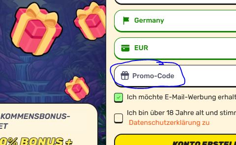 Gamblezen Feld für Bonus-Codes