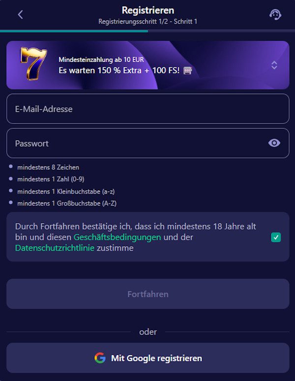 Bet Match Casino Registrierung