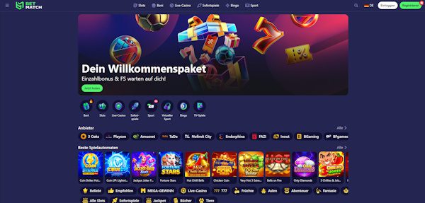 BetMatch Casino Startseite