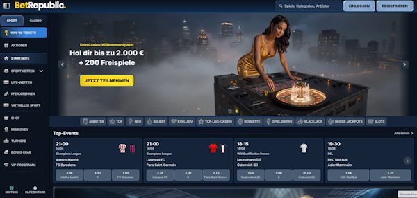 BetRepublic Casino Startseite