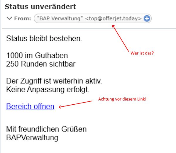 Besser nicht auf Links in seltsamen E-Mails klicken