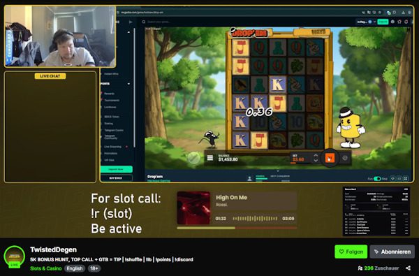 Live Bonus Hunt eines Casino-Streamers