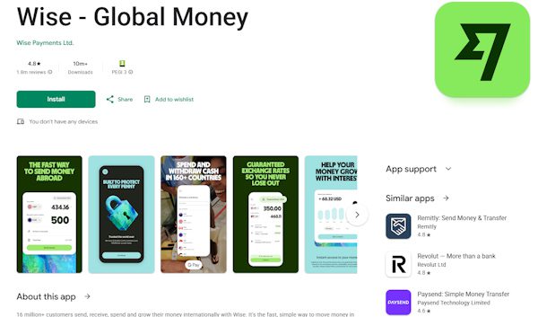Wise App für Android-Geräte