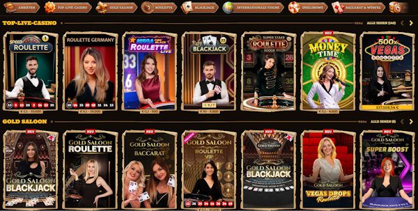 Lizaro Live Casino Spiele