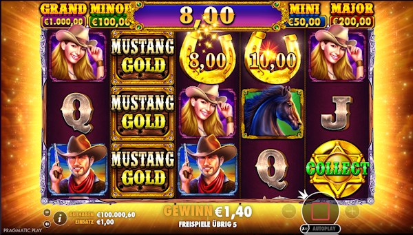 Mustang Gold Freispiele mit Collect-Feature