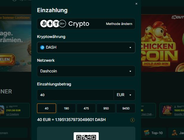Mit Dash ins Casino einzahlen