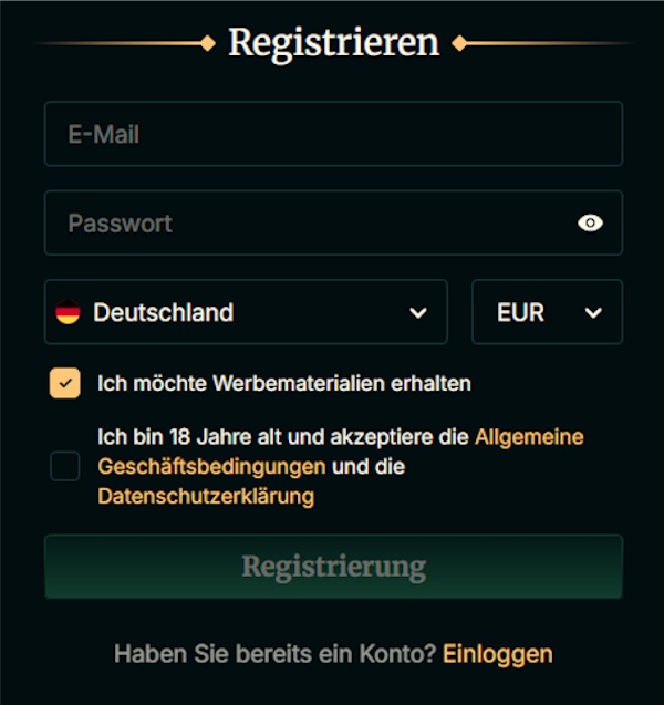 FairCrown Anmeldeformular