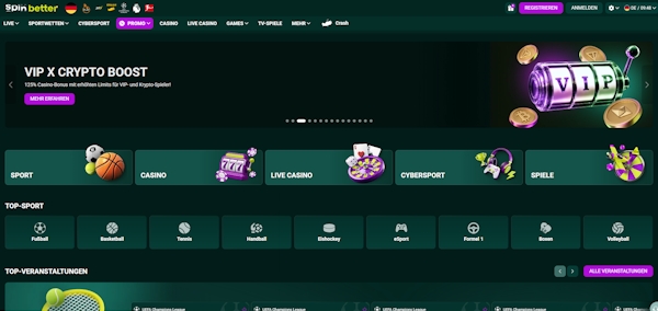 SpinBetter Casino Startseite